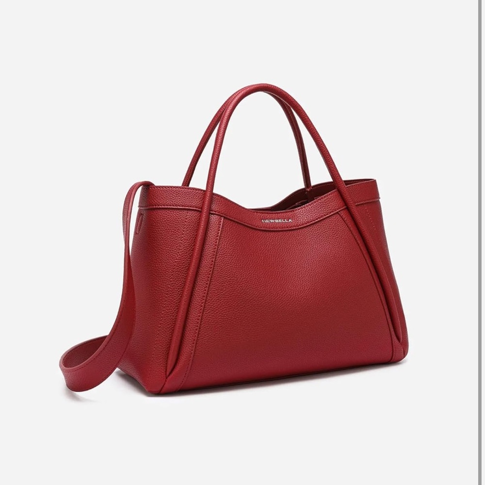 Red NEWBELLA Vegan Leather Tote Bag Shoulder Bag Handbag with Matching Purse - Picture 6 of 11